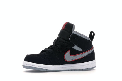 Jordan 1 Mid Black Particle Grey Gym Red (TD)