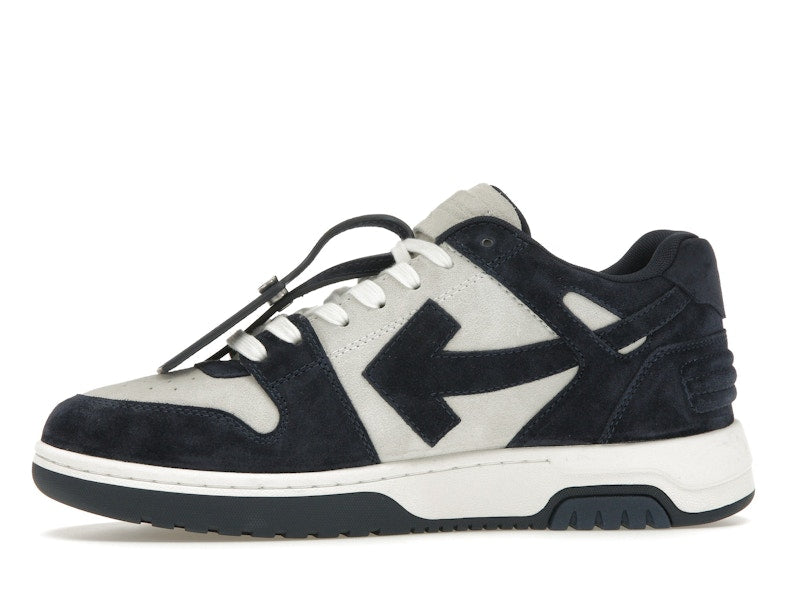 OFF-WHITE Out Of Office OOO Low Tops White Navy Blue Suede