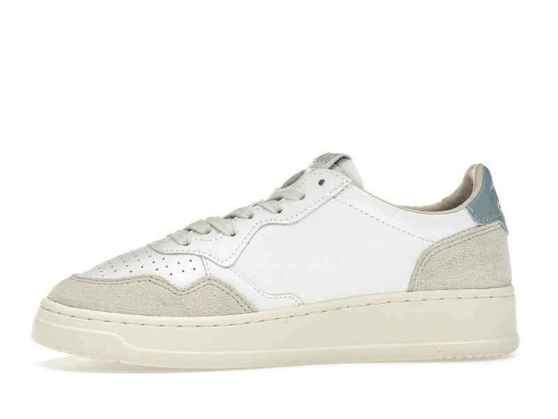 Autry Medalist Leather Low White Silver Blue Beige (Women's)