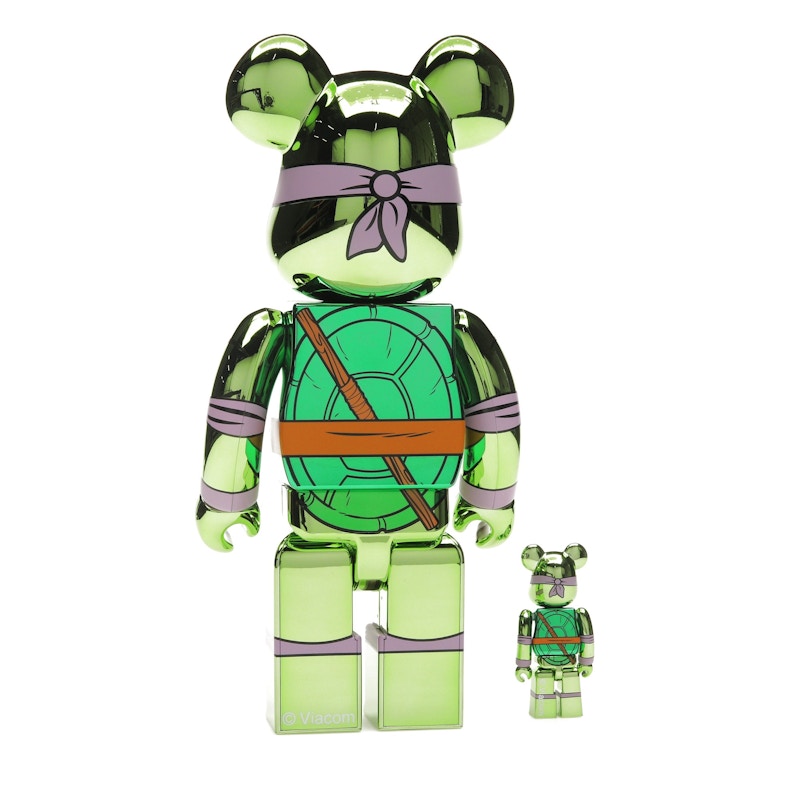 Bearbrick x Teenage Mutant Ninja Turtles Donatello 100% & 400% Set Chrome Ver.