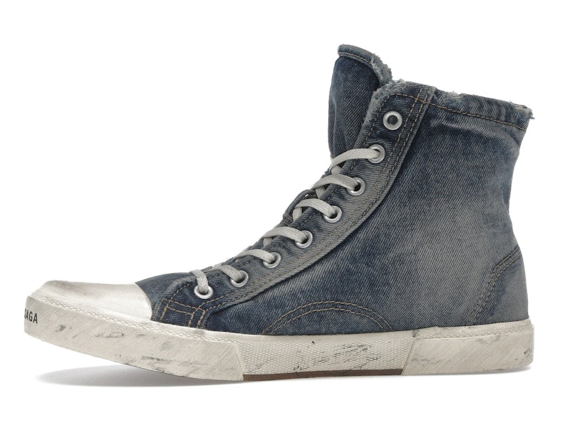 Balenciaga Paris High Top Blue Destroyed Denim