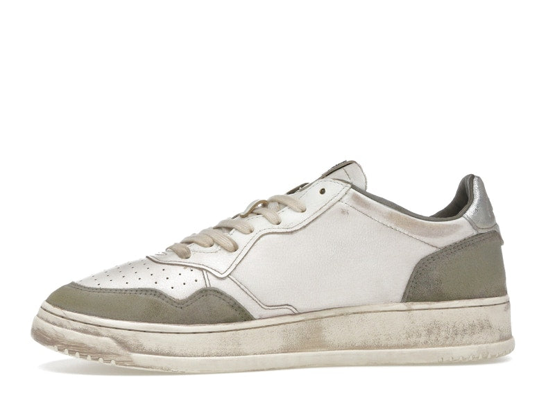 Autry Medalist Low Super Vintage White Silver Lizard