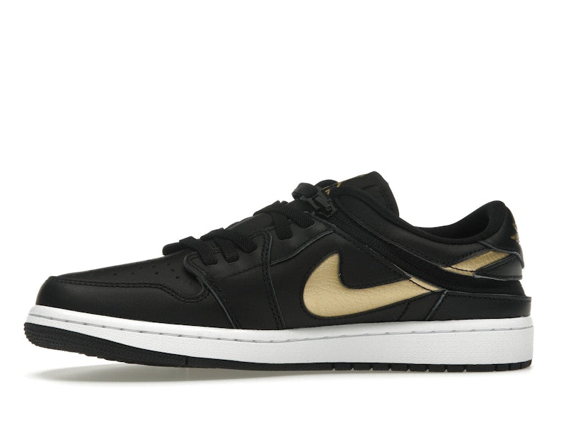 Jordan 1 Low FlyEase Black White Metallic Gold