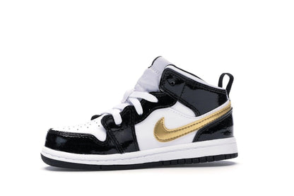 Jordan 1 Mid Patent Black White Gold (TD)
