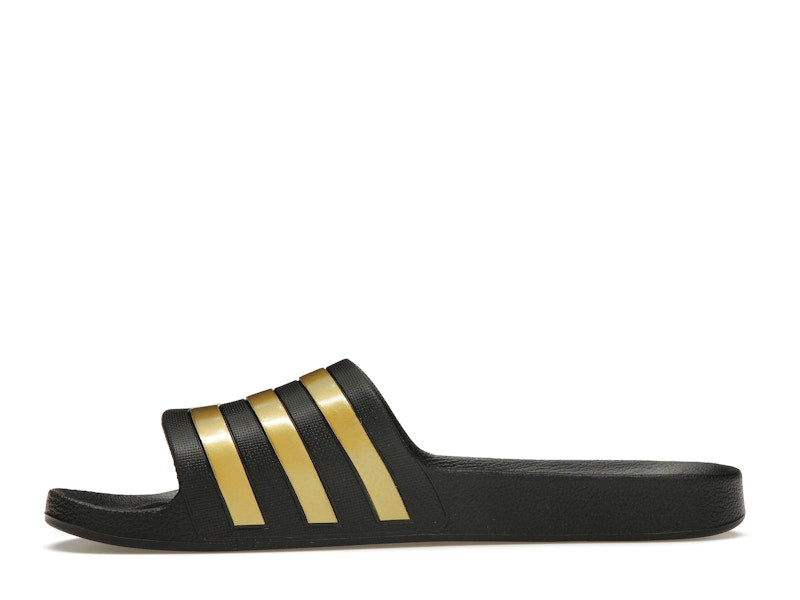 adidas Adilette Aqua Slides Core Black Gold Metallic