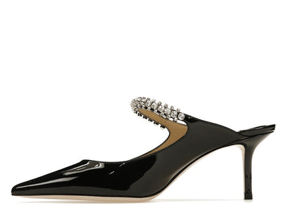 Jimmy Choo Bing 65mm Heeled Mule Black Patent Leather