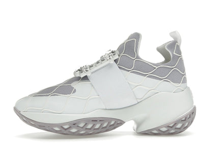Roger Vivier Viv' Run Fabric White Purple Crystal Buckle (Women's)