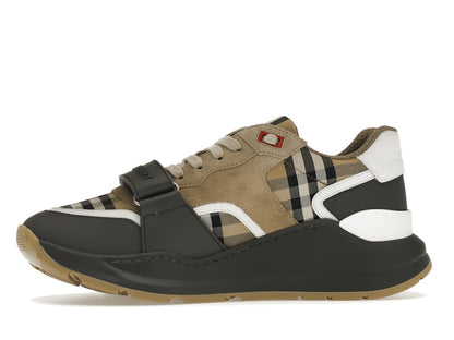 Burberry Ramsey Vintage Check Suede Leather Sneakers Grey Archive Beige