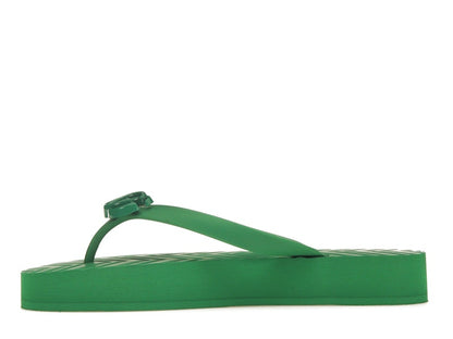 Gucci Chevron Thong Sandal Green Rubber