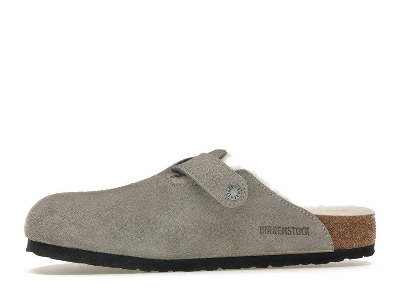 Birkenstock Boston Shearling Suede Stone Coin
