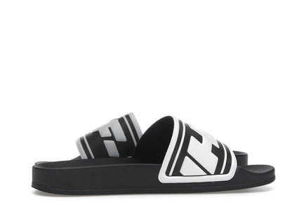 OFF-WHITE Embossed Logo Pool Slides Black White (Women's)