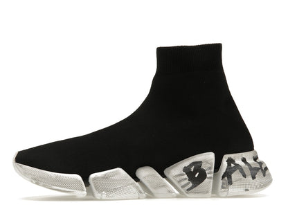 Balenciaga Speed 2.0 Graffiti Recycled Knit Black White