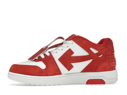 OFF-WHITE Out Of Office "OOO" Low Tops Brick Red White Suede