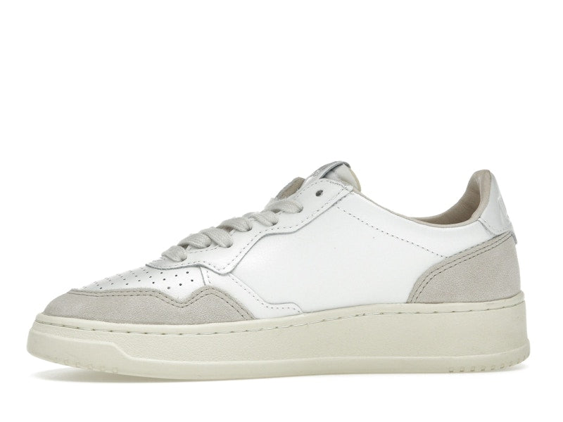 Autry Medalist Leather Low White Beige Suede (Women's)