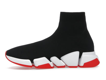 Balenciaga Speed 2.0 Recycled Knit Black White Red Sole