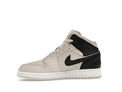 Jordan 1 Mid Light Bone Metallic Gold Black (GS)