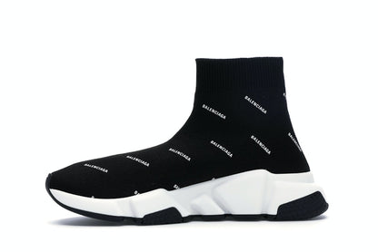 Balenciaga Speed Trainer Logo Print Black White (Women's)