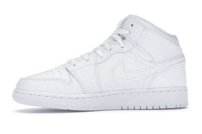 Jordan 1 Mid Triple White Tumbled Leather (GS)