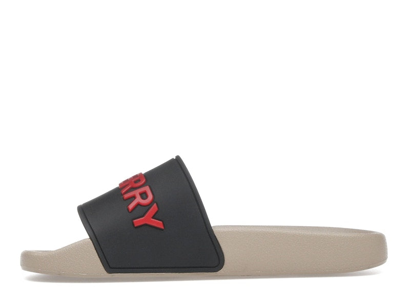 Burberry Embossed Logo Slide Black Red Tan (Women's)