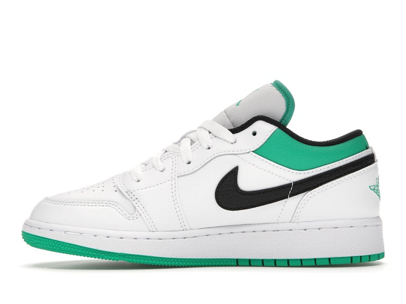 Jordan 1 Low White Lucky Green Tumbled Leather (GS)