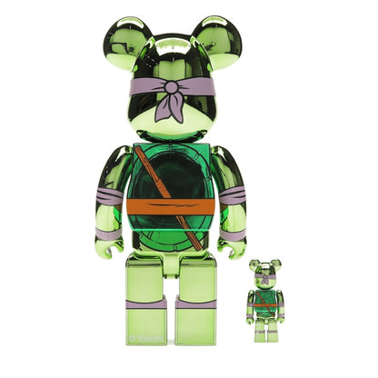 Bearbrick x Teenage Mutant Ninja Turtles Donatello 100% & 400% Set Chrome Ver.