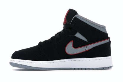 Jordan 1 Mid Black Particle Grey Gym Red (GS)