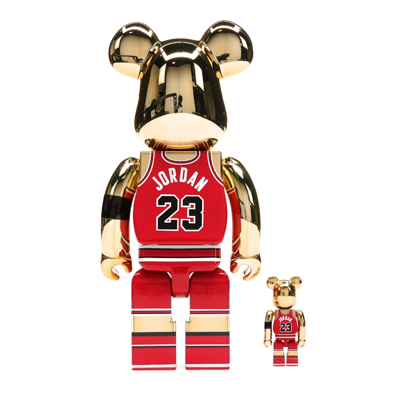 Bearbrick Michael Jordan 1985 Rookie Jersey 100% & 400% Set Gold Chrome