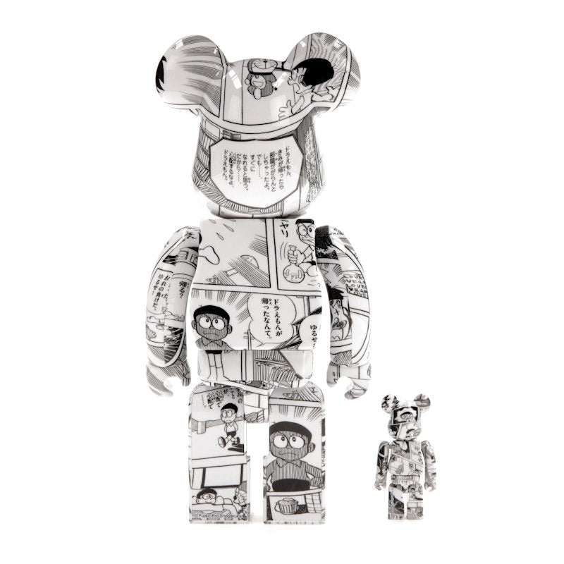 Bearbrick Doraemon (Comic Ver.) 100% & 400% Set Black & White