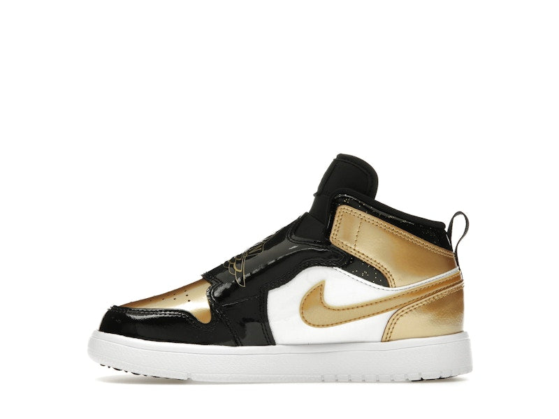 Sky Jordan 1 Mid Black Metallic Gold White (PS)