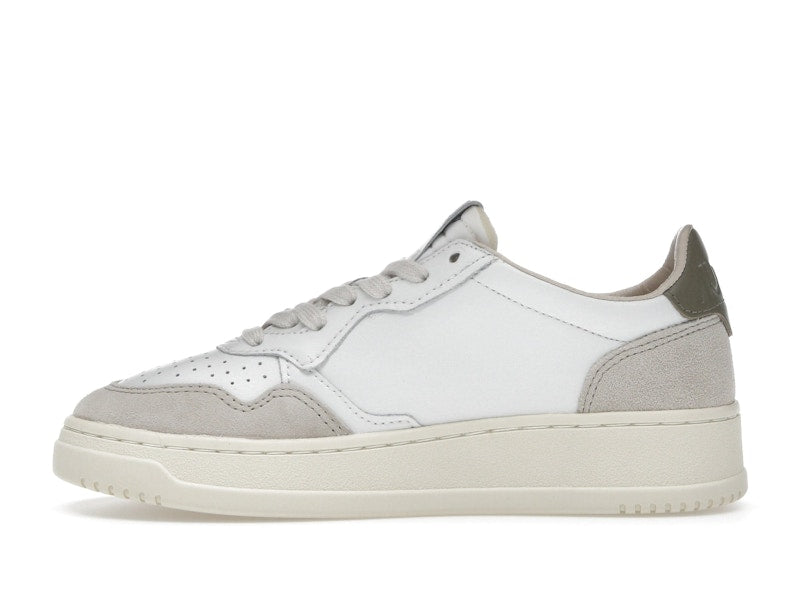 Autry Medalist Leather Low White Covert Green Beige (Women's)