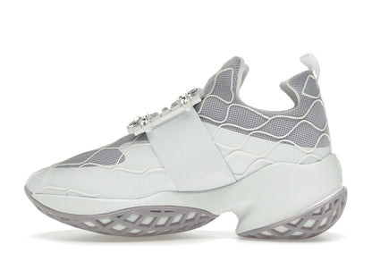Roger Vivier Viv' Run Fabric White Purple Crystal Buckle (Women's)