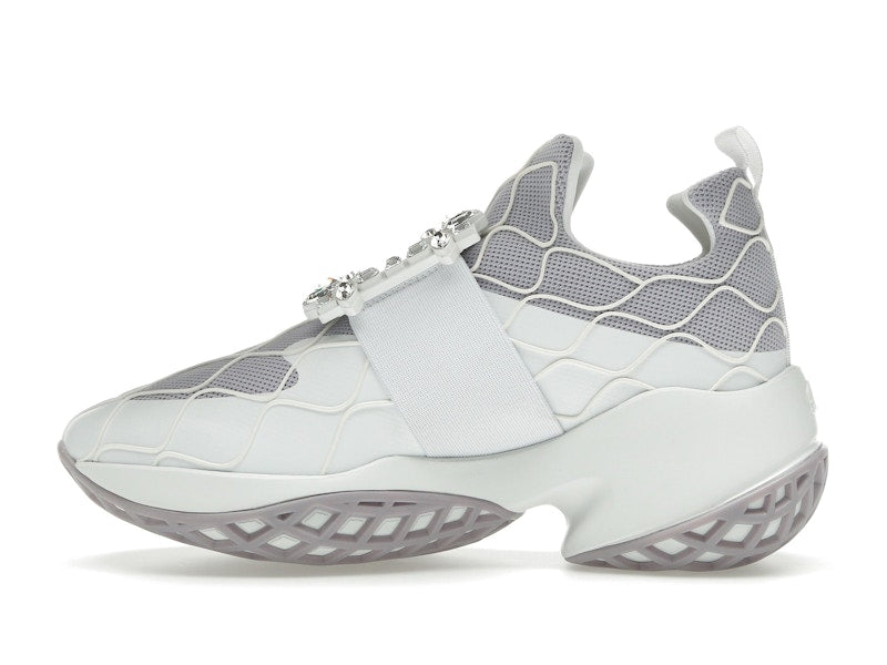 Roger Vivier Viv' Run Fabric White Purple Crystal Buckle (Women's)