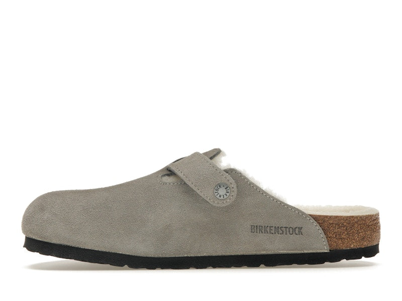 Birkenstock Boston Shearling Suede Stone Coin