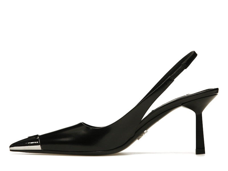 Prada 75mm Slingback Pump Black Leather