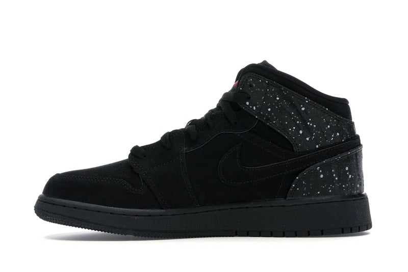 Jordan 1 Mid Black Rush Pink White Splatter (GS)