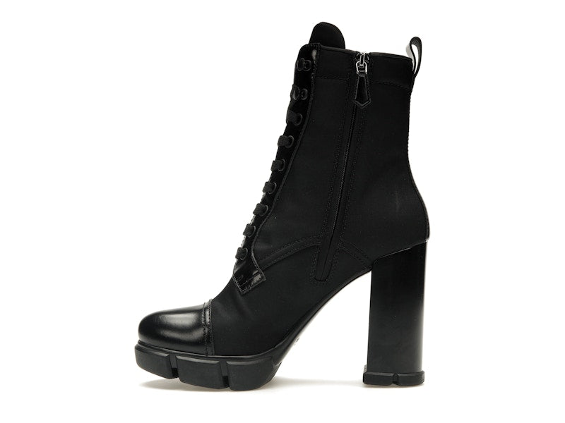 Prada 110 mm Nylon Booties Black Brushed Leather