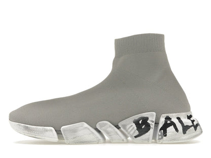 Balenciaga Speed 2.0 Graffiti Recycled Knit Grey White