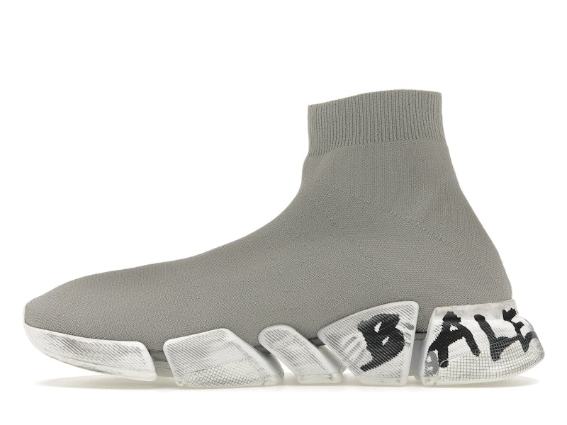 Balenciaga Speed 2.0 Graffiti Recycled Knit Grey White