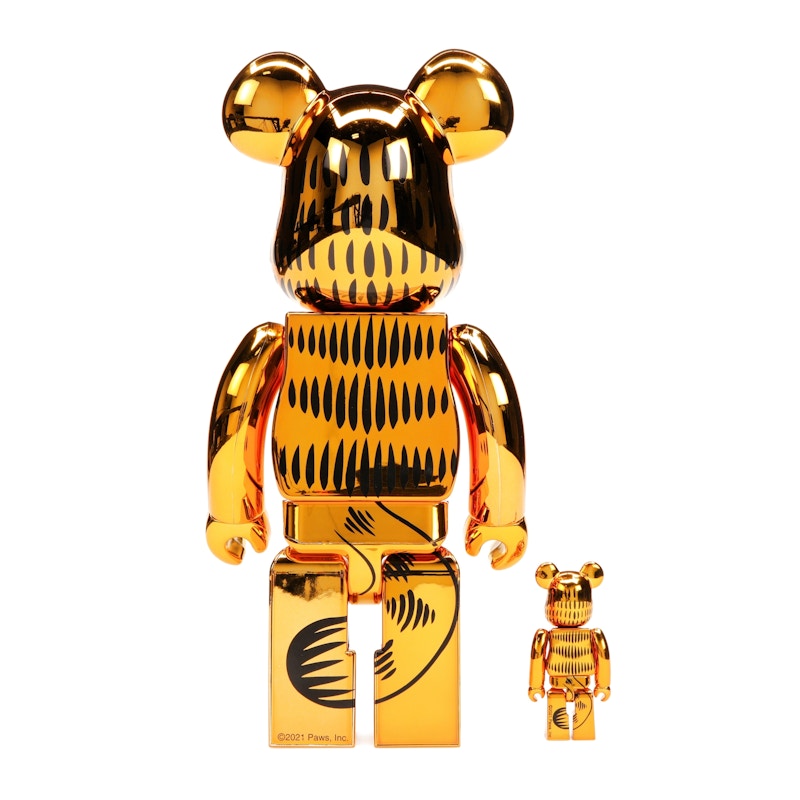Bearbrick Garfield 100% & 400% Set Gold Chrome Ver.