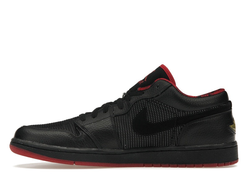 Jordan 1 Retro Low Black Metallic Silver Varsity Red