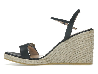 Gucci Double G 95mm Platform Espadrille Black Leather