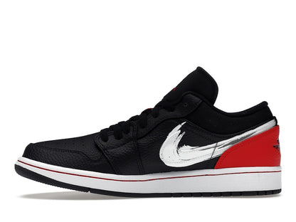Jordan 1 Low Brushstroke Swoosh Black