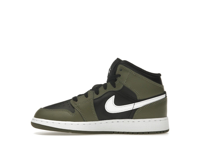 Jordan 1 Mid Black White Olive (GS)