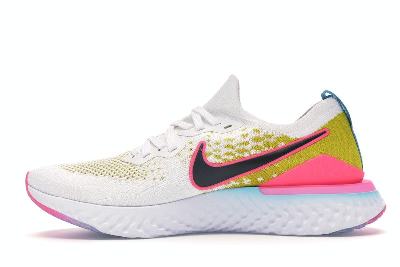 Nike Epic React Flyknit 1 White Pink Blast Citron