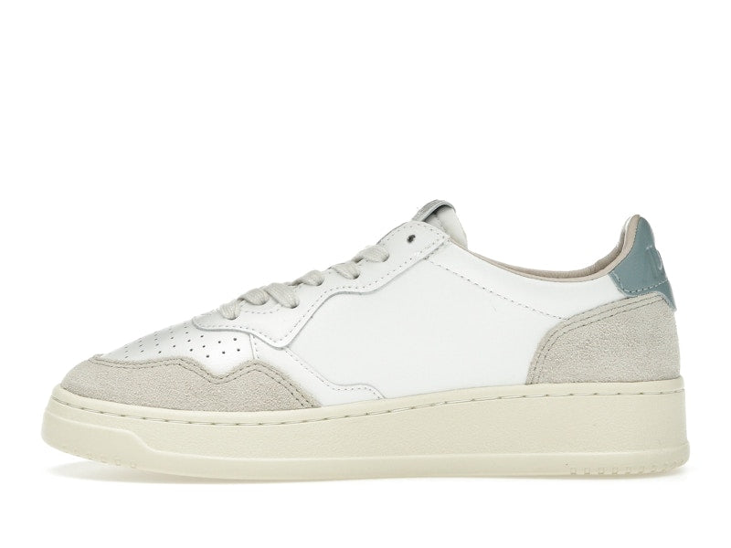 Autry Medalist Leather Low White Silver Blue Beige (Women's)