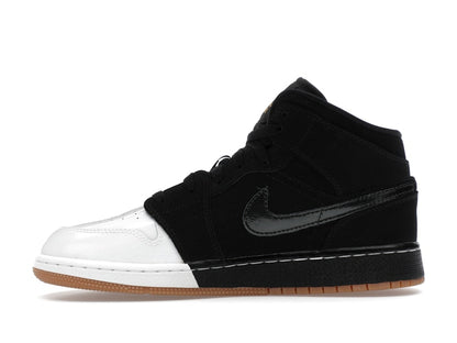 Jordan 1 Mid Black White Gold (GS)