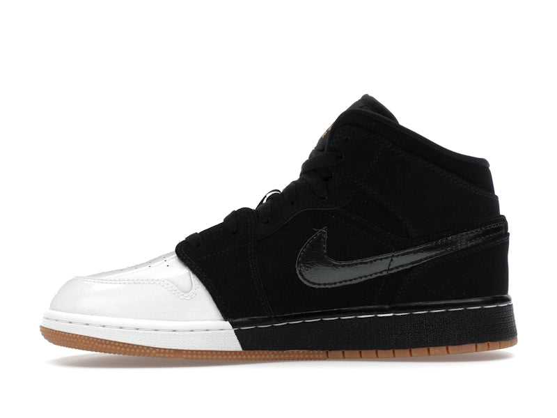 Jordan 1 Mid Black White Gold (GS)