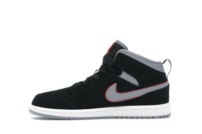 Jordan 1 Mid Black Particle Grey Gym Red (PS)