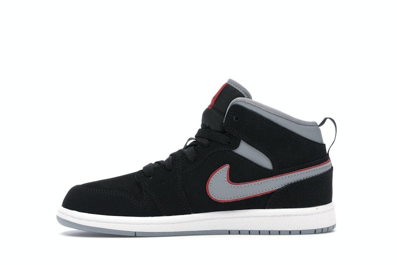 Jordan 1 Mid Black Particle Grey Gym Red (PS)