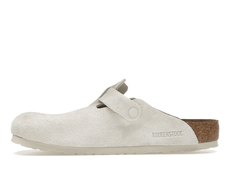 Birkenstock Boston Soft Footbed Suede Antique White